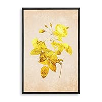 Framed Canvas Wall Art Golden Plant Canvas Prints Home Artwork Decoration for Living Room,Bedroom - 16x24 inches