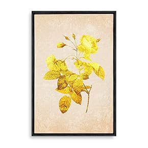 Framed Golden Plant Home Artwork for Living Room Bedroom