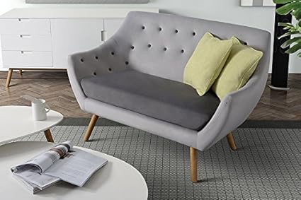 My Furniture Poet Sofa Retro 2 Two Seater Sofa Solid Oak Legs