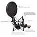 ARCHEER Microphone Shock Mount with Pop Filter, Mic Shock Mount Holder for diameter 21mm freely rotating threaded microphone