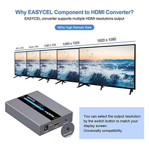 Component to HDMI Converter with Scaler Function, EASYCEL YPbPr to HDMI