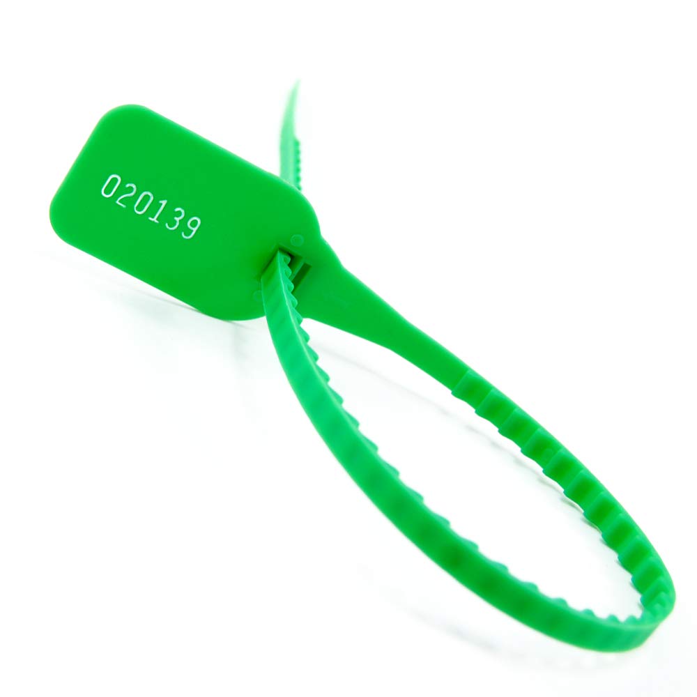 100pcs Numbered Zip Ties Plastic Security Seals Tamper Evident Tags Pull-Tite Secure Tabs Disposabl Self-Locking Signage(Green)