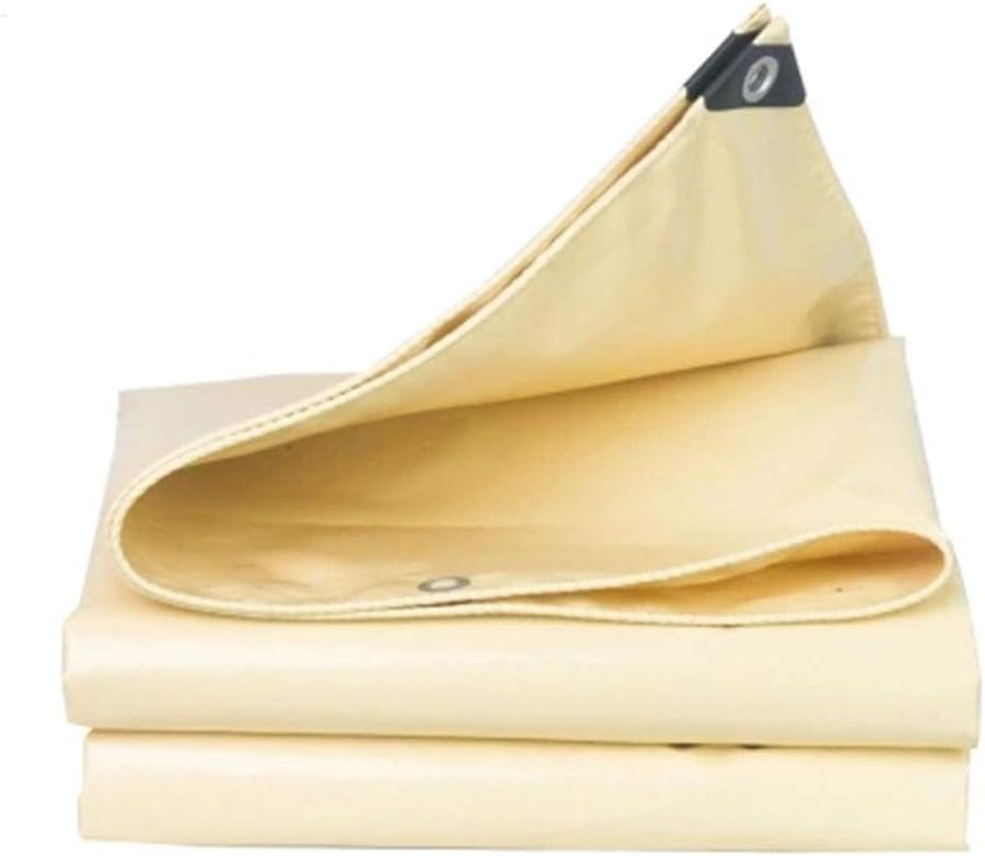 SHOP YJXA Knife Scraper Tarpaulin Rainproof Sunscreen Thick Tarpaulin Tarpaulin Awning Cloth Sunshade Cloth (Beige) (Size : 4 m x 5 m)