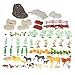 100-Pack Plastic Animal Farm Toys - Farm Animal Figures Set, Small Farm Animal Figurines with Fake Props, Foliage, Fencing and Rocks, Includes Carrying Case - Box Dimensions: 10.5 x 6.2 x 8.2 Inches