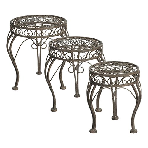 Greenware romantische Gartenmöbel, Bistro Sissy Hocker rund 3-er Set