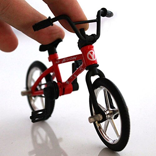 OWIKAR 4.9" Mini Alloy Finger Bikes Functional Finger Mountain Bike BMX Fixed Bicycle Novelty Toys Game for Kids Boys Girls Red Blue Yellow Green Random Color