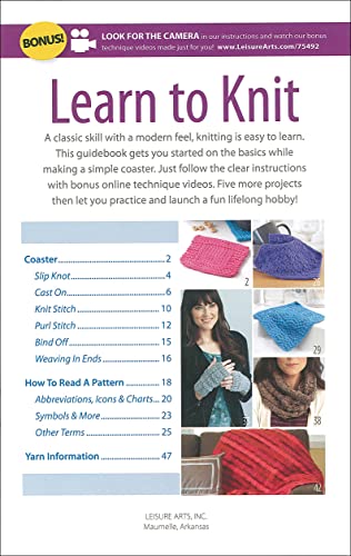 Leisure Arts Learn to Knit Book