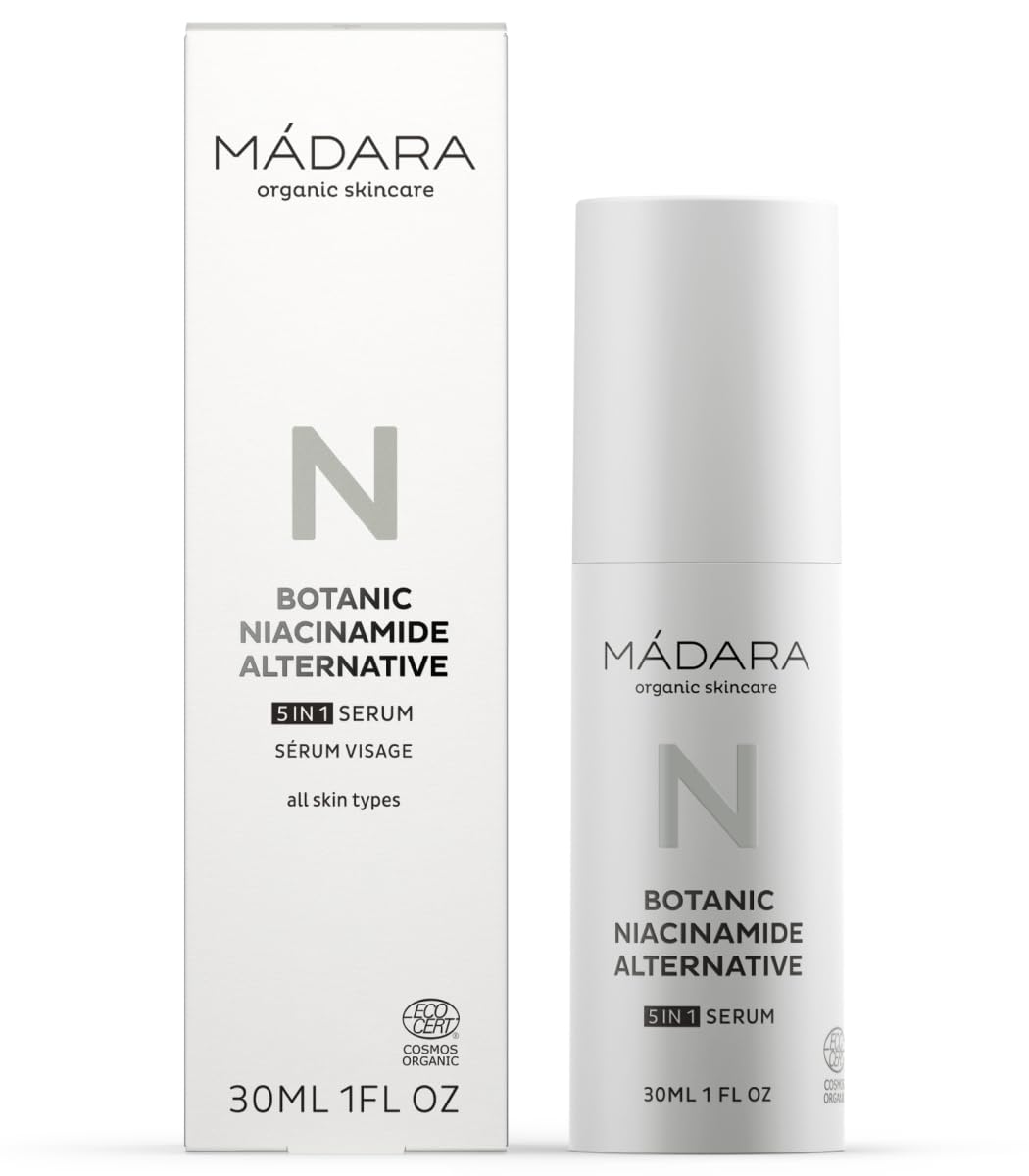 MÁDARA Organic Skincare | Botanic Niacinamide Alternative 5-in-1 Serum, 30ml – A natural niacinamide alternative, Delivers skin-refining, brightening and balancing effects