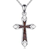 KZX Cross Necklace 925 Sterling Silver Cross Pendant Religious Jewelry Gift for Men Women