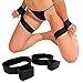 Kemuse Sex Nylon Velcro Hand Cuffs Bondage Wrist and Thigh Restraints Strap in Black, 4 Ounce
