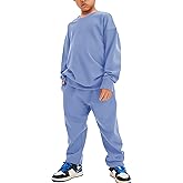 Flygo Boys Girls 2 Piece Outfits Fleece Kids Sweatsuit Crewneck Sweatshirt and Sweatpants Tracksuit Clothing Set