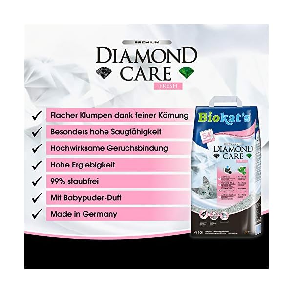 Biokats-Diamond-Care-Fresh-with-Fragrance-Fine-cat-litter-with-activated-carbon-and-aloe-vera-1-bag-1-x-10-L Biokatʼs Diamond Care Fresh with Baby Powder scent - Fine cat litter with activated carbon and aloe vera - 1 bag (1 x 10…