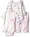 Nannette Baby Girls' 3 Piece Tees and Pant Set with A Butt Applique, Elephant, 0-3 Months