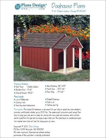 Dog House / Pet Kennel Project Plans, Gable Double Roof Style with Porch, Design # 90305D Dog House / Pet Kennel Project Plans, Gable Double Roof Style with Porch, Design # 90305D