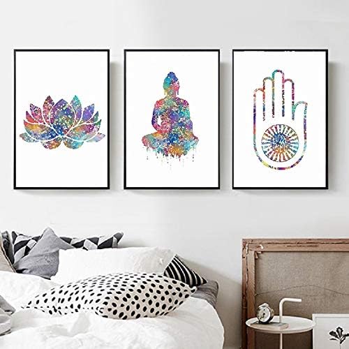 Nnn1223 Acuarela Buda Mano Loto Cuadros Espiritual Lienzo Pinturas