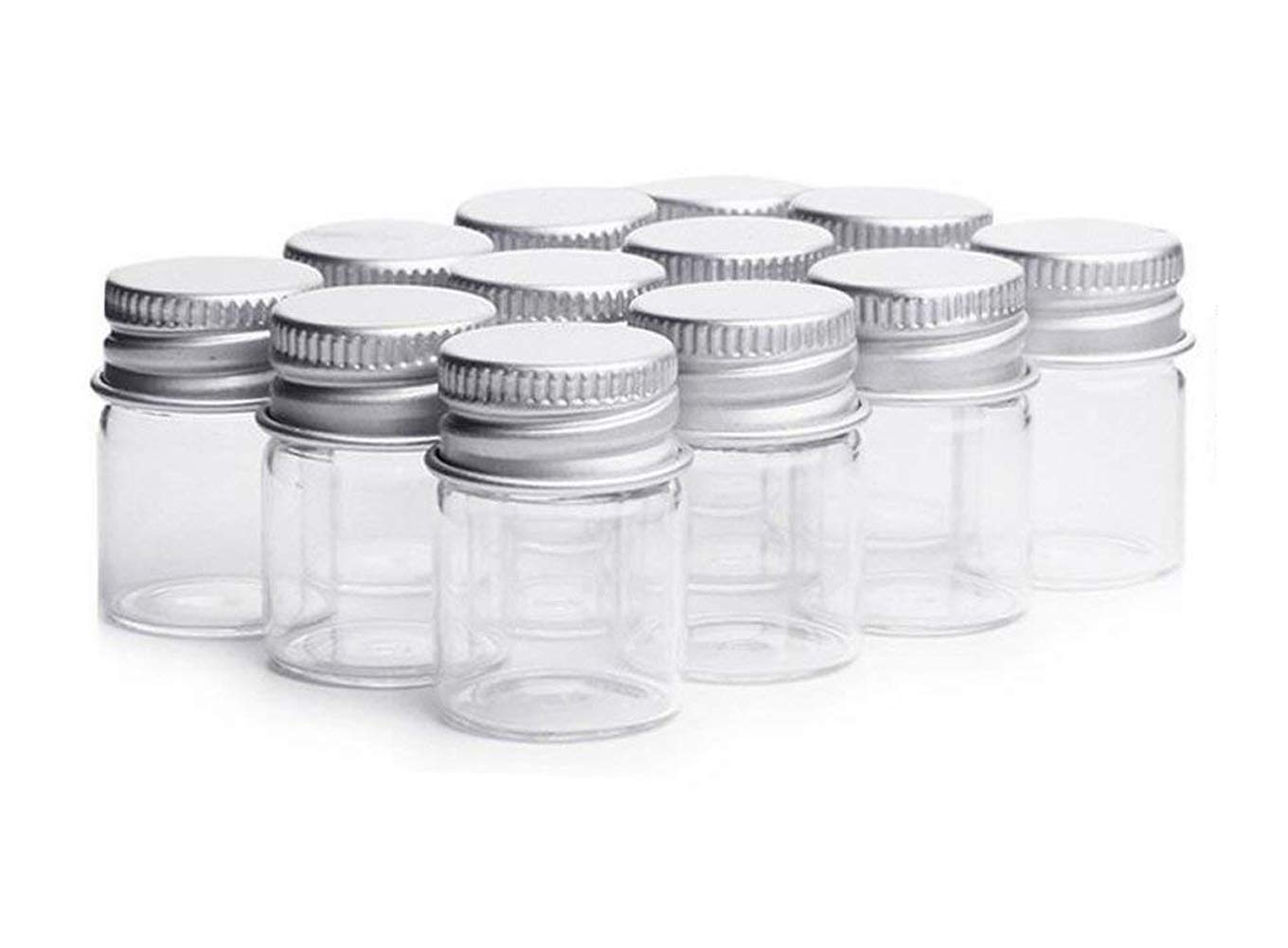 5ml Sample Vials Mini Clear Glass Bottles with Aluminum Screw Top Strong Cute Empty Sample Jars For Message Bottle, Samples, Scrap-booking,Wedding Favors Wedding decorations Jewelry accessories