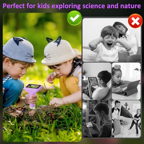 Microscope for Kids 3" IPS Screen Digital Microscope 1000X Magnification 1080P Handheld Microscope with 8 LEDs and 32MB Memory USB Pocket Microscope for PC/Mac
