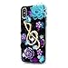 Mavis's Diary iPhone X Case, iPhone Xs Case, Clear Slim Fit Luxury 3D Handmade Bling Crystal Rhinestone Diamonds Music Note Lotus Fashion Design Full Body Protective Hard PC Plastic Cover
