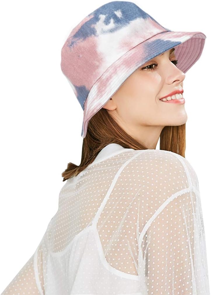 DOCILA Fashion Tie Dye Bucket Hat for Women Vibrant Design Cotton Fisherman Sun Caps
