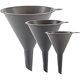 Plastic Kitchen Funnel Set of 3, Round Kitchen Funnels for Filling Bottles, Durable and Multifunctional Funnels for Filling Canning, Cooking, Lab or Car Oil (Gray)