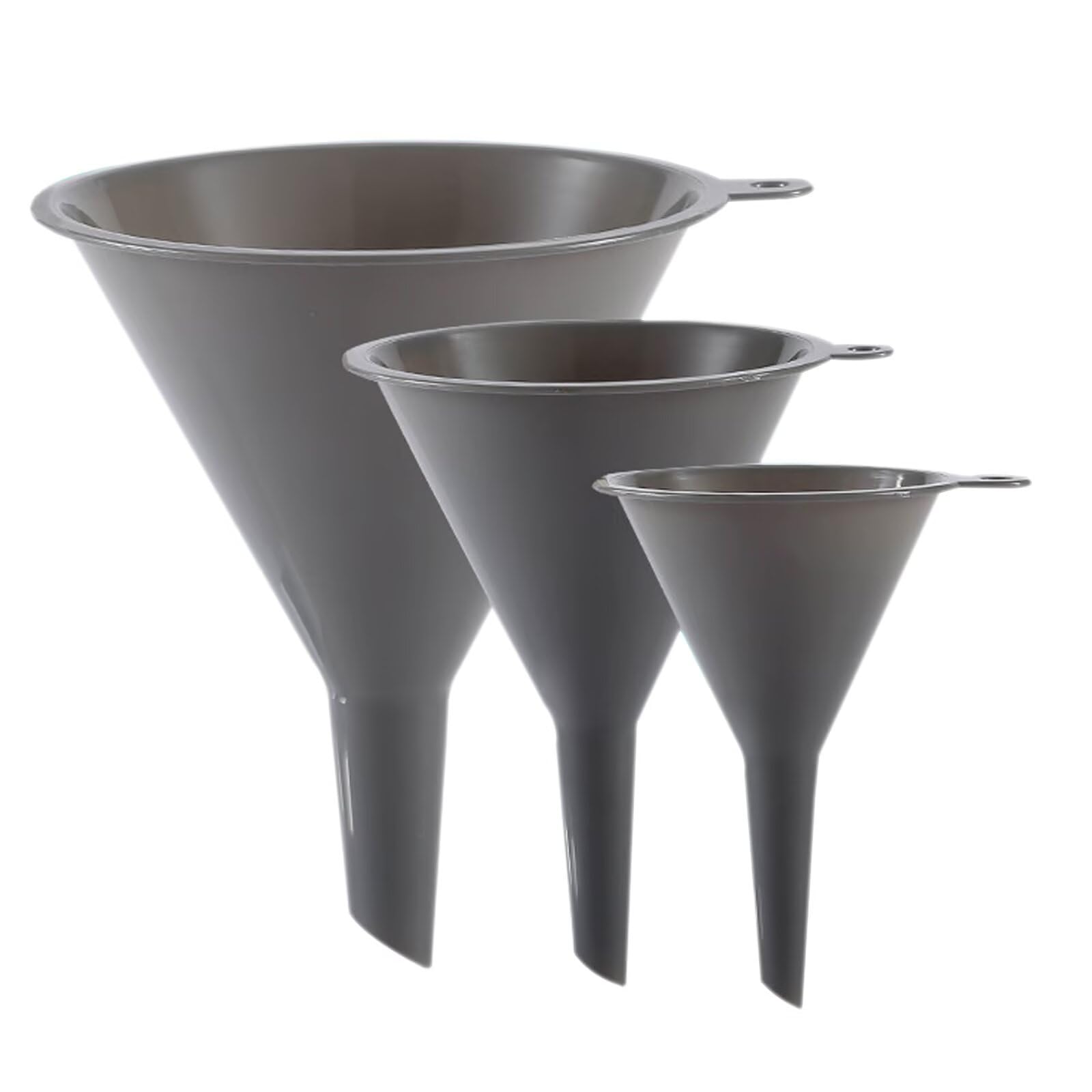 Photo 1 of Plastic Kitchen Funnel Set of 3, Round Kitchen Funnels for Filling Bottles, Durable and Multifunctional Funnels for Filling Canning, Cooking, Lab or Car Oil (Gray)