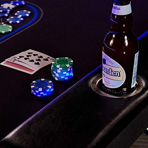 Lancaster 10 Player Poker Game Table with Cup Holders, LED Lights
