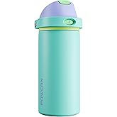 POWCAN 18 oz Insulated Water Bottle: 2-in-1 Push-Button Spout & Quick-Flip Straw, Leakproof, Cold 24Hrs, Fits Car Cup Holder, Stainless Steel Sports Water Bottle, Gift for Women, Girls (Sea Princess)