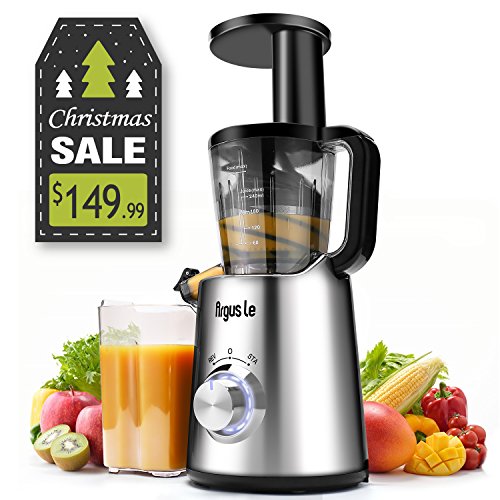 Argus Le Electronic Control Slow Masticating Juicer, Automatic Speed Control Juice Machine, Easy Cleaning and Operating Cold Press Juicer, Fruit and Vegetable Juice Extractor