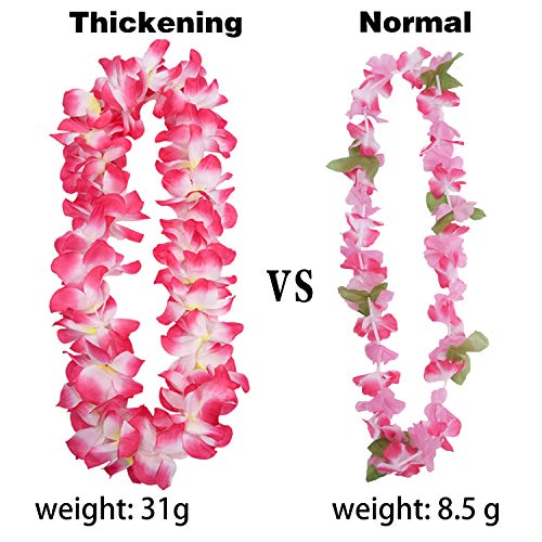 Livder 6 Pieces Hawaiian Flower Leis Necklaces, Tropical Island Beach Theme Party Decorations Supplies - Thumbnail 3