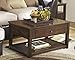 Signature Design by Ashley Marion Traditional Square Lift Top Coffee Table with 1 Fixed Floor Shelf, Dark Brown