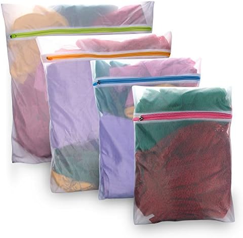 4 Pack Mesh Laundry Bags, Polyester Wash Bag for Blouse, Hosiery, Stocking, Underwear, Travel Laundry Bag