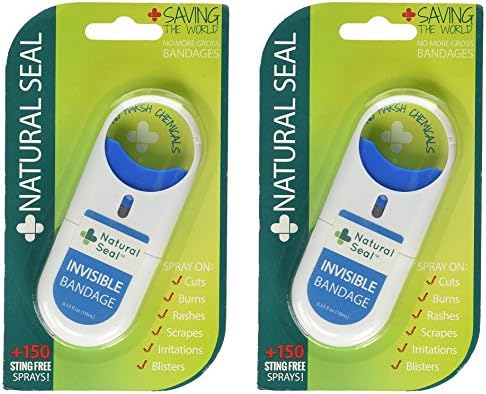 Natural Seal On-the-Go Spray On Invisible Bandage for cuts, burns, insect butes, eczema, poison ivy (Pack of 2)