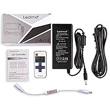LED Power Supply DC12V 5A Power Transformer AC Adapter and Mini LED Controller Dimmer with RF Wireless Remote Control for Single Color Dimmable LED Strip Lights