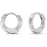 Boma Jewelry Sterling Silver Organic Textured Huggie Hoop Earrings, 1/2 Inch