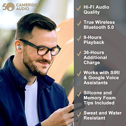 Cambridge Audio Melomania 1 Earbuds Pair, True Wireless Bluetooth 5.0, Hi-Fi Sound, in-Ear Stereo Earphones with Portable Charging Case (Stone)