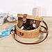 Round Rattan Bags,Handwoven Straw Crossbody Handbag for Women with Shoulder Leather Strap