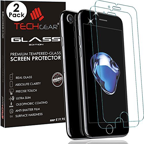 TECHGEAR 2 Pack GLASS Edition Compatible with iPhone 8, iPhone 7 4.7", Tempered Glass Screen Protector Cover [2.5D Round Edge] [9H] [Crystal Clarity] [Scratch-Resistant] [No-Bubble]