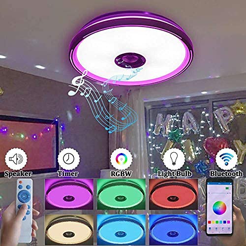 Ypjkonze Ceiling Light with Bluetooth Speaker,36W 4500LM Flush Mount