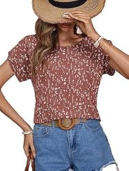 Floerns Women's Short Sleeve Business Casual Tops
