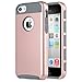 ULAK iPhone 5C Case, Slim Lightweight 2in1 iPhone 5C Cases Hybrid with Soft Rugged TPU Inner Skin and Hard PC Anti Scratches Protective Cover for Apple iPhone 5C (Rose Gold+Grey)