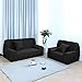 uxcell Stretch Sofa Cover Loveseat Couch Slipcover, Machine Washable, Stylish Furniture Protector with One Cushion Case (3 Seater, Black)