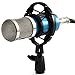 Recording Microphone Professional Condenser Mic with Shock Mount and Anti-wind Foam Cap for Ham Radio Podcasting Presentation (Blue)