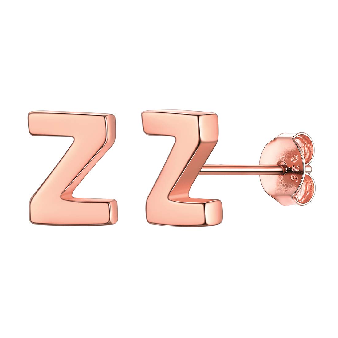 ChicSilver Rose Gold Alphabet Earring Studs Initial Jewelry Letter Z Earrings for Women — image 1