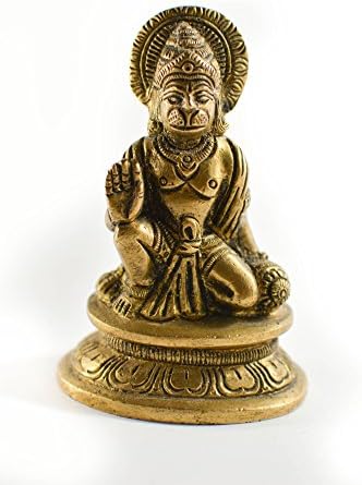 Brass Gold Tone Hanuman Statue Car Deco, Office Decor, Table Decor Figurine "Spiritual World"