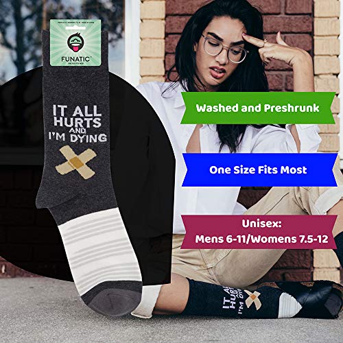 FUNATIC It All Hurts And I'm Dying Funny Medical Themed Socks for Women