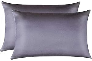 Jocoku 100% Mulberry Silk Pillowcases Set of 2 for Hair and Skin and Super Soft and Breathable Queen Size Nature Silk Pillowcases (Queen, Gray)