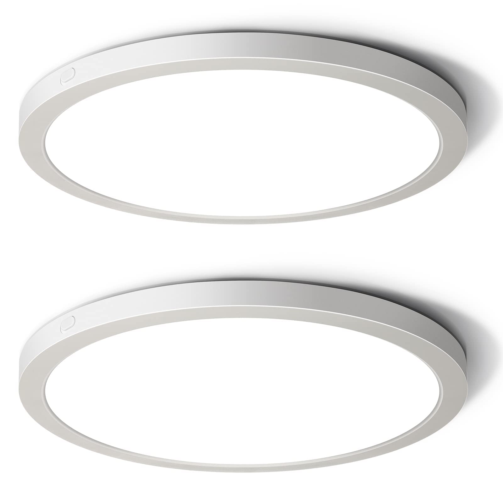2-Pack 24W LED Flush Mount Ceiling Light Fixture, 12 Inch 2100LM Modern Close to Ceiling Light, 3000K/4000K/5000K Dimmable Ultra-Thin Flat Round Indoor Lighting Lamp for Bedroom Kitchen Bathroom