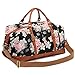 CAMTOP Weekender Travel Bag Women Ladies Overnight Bags PU Leather Trim Canvas Carry On Duffle (Flower)