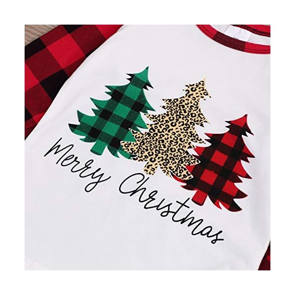 Christmas Outfits Infant Toddler Baby Girls Merry Christmas Ruffle T-Shirt Plaid Leopard Bell Bottom Pants Fall Clothes… - Image 6