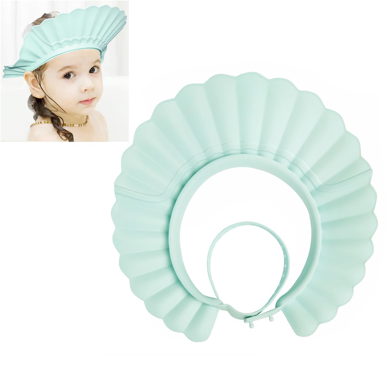 Baby Shower Cap Bath Visor Protection Silicone Adjustable Safe Shower Bathing Cap for Infants Toddler Baby Kids Children (6 Months-12 Years old, Haze Blue)